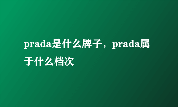 prada是什么牌子，prada属于什么档次