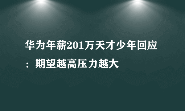 华为年薪201万天才少年回应：期望越高压力越大