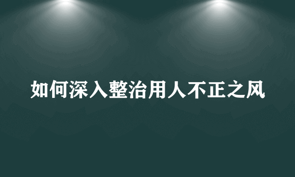 如何深入整治用人不正之风