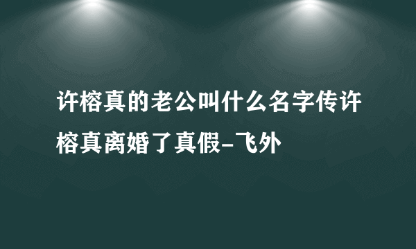 许榕真的老公叫什么名字传许榕真离婚了真假-飞外