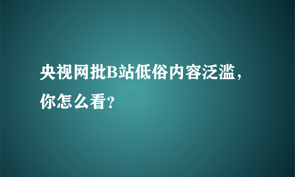 央视网批B站低俗内容泛滥，你怎么看？