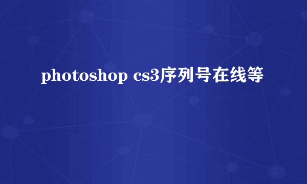 photoshop cs3序列号在线等