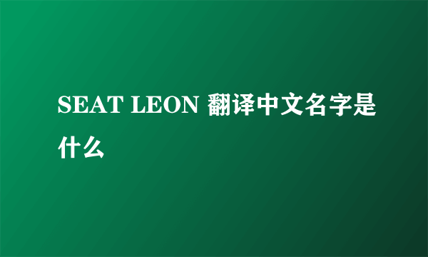 SEAT LEON 翻译中文名字是什么