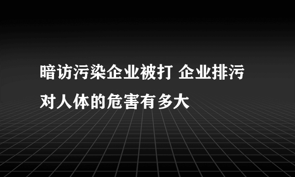 暗访污染企业被打 企业排污对人体的危害有多大