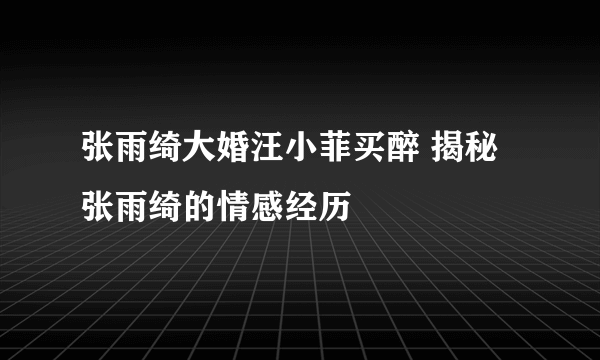 张雨绮大婚汪小菲买醉 揭秘张雨绮的情感经历