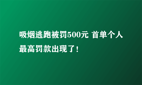 吸烟逃跑被罚500元 首单个人最高罚款出现了！