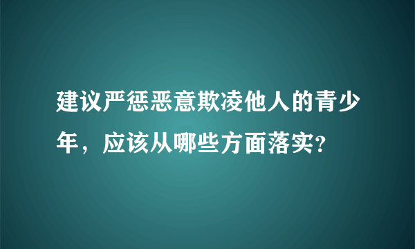 建议严惩恶意欺凌他人的青少年，应该从哪些方面落实？