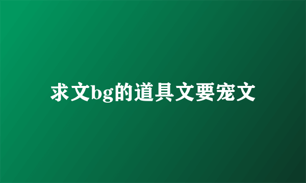 求文bg的道具文要宠文