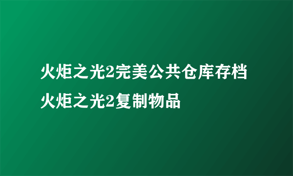 火炬之光2完美公共仓库存档 火炬之光2复制物品