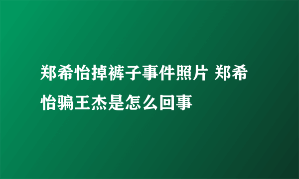 郑希怡掉裤子事件照片 郑希怡骗王杰是怎么回事