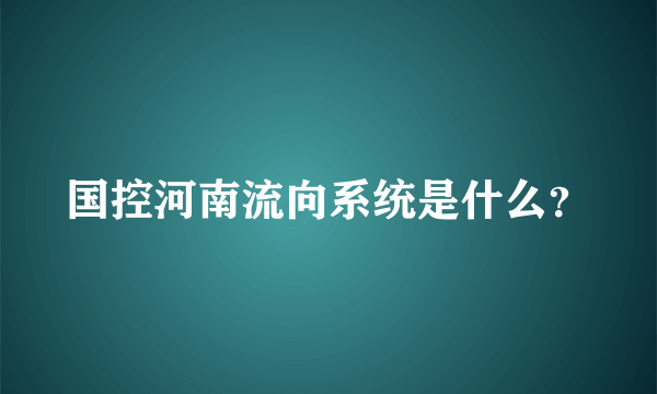 国控河南流向系统是什么？