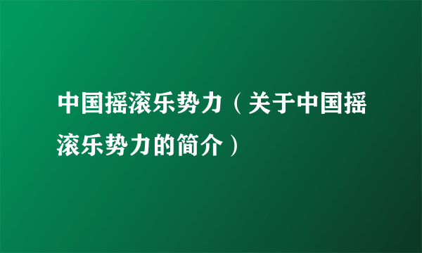 中国摇滚乐势力（关于中国摇滚乐势力的简介）