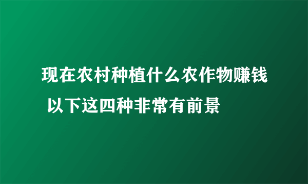 现在农村种植什么农作物赚钱 以下这四种非常有前景