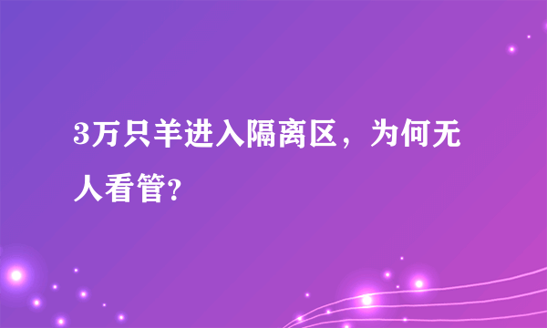 3万只羊进入隔离区，为何无人看管？