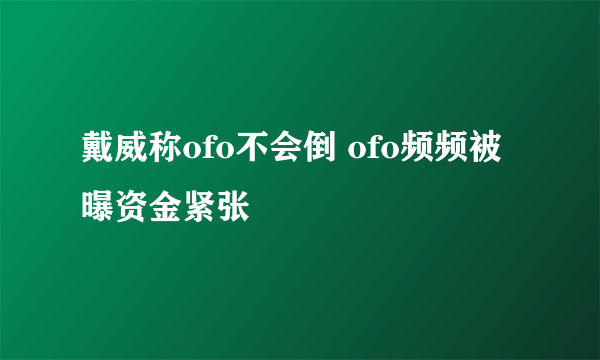 戴威称ofo不会倒 ofo频频被曝资金紧张