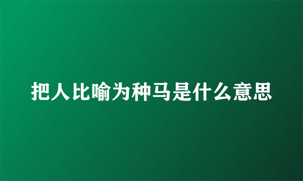 把人比喻为种马是什么意思