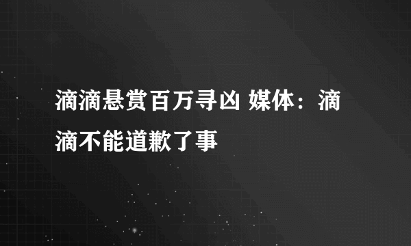 滴滴悬赏百万寻凶 媒体：滴滴不能道歉了事