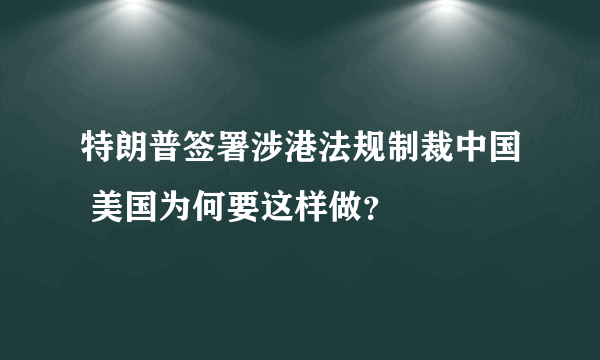 特朗普签署涉港法规制裁中国 美国为何要这样做？