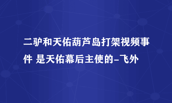 二驴和天佑葫芦岛打架视频事件 是天佑幕后主使的-飞外