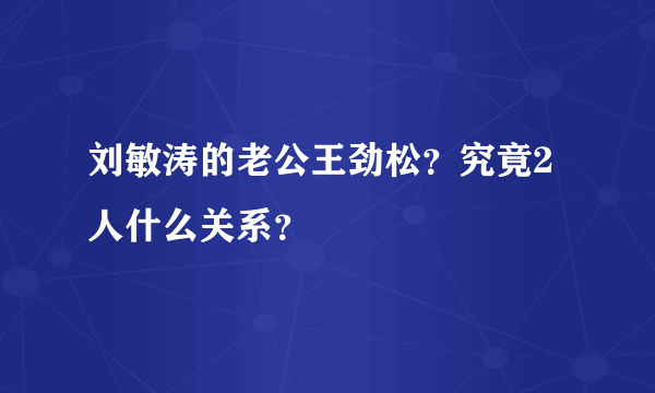 刘敏涛的老公王劲松？究竟2人什么关系？