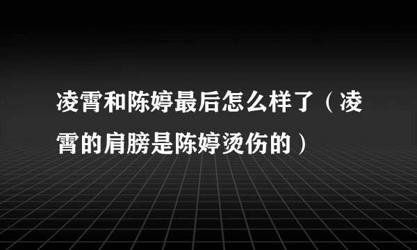 凌霄和陈婷最后怎么样了（凌霄的肩膀是陈婷烫伤的）