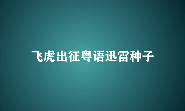 飞虎出征粤语迅雷种子