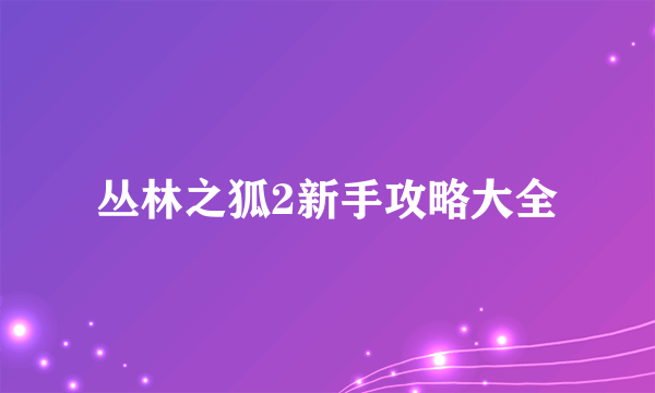 丛林之狐2新手攻略大全