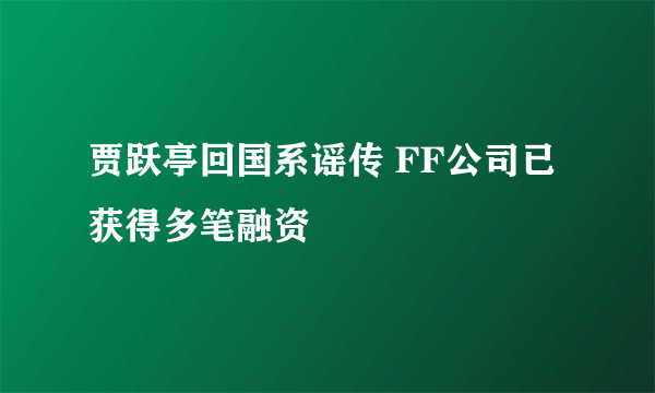 贾跃亭回国系谣传 FF公司已获得多笔融资