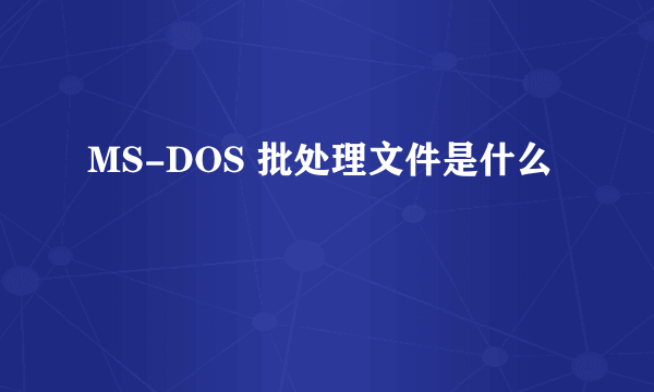 MS-DOS 批处理文件是什么