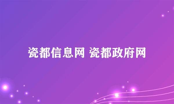 瓷都信息网 瓷都政府网