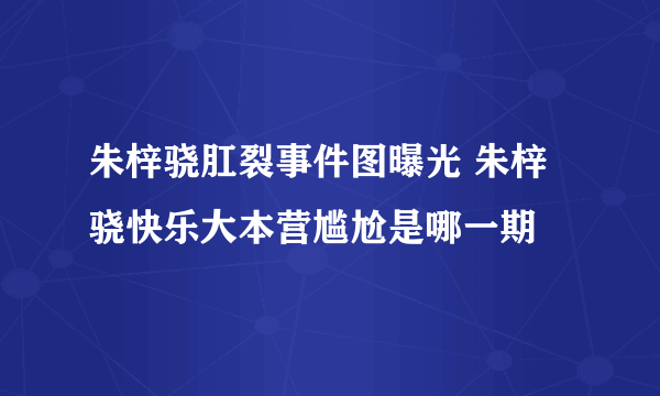 朱梓骁肛裂事件图曝光 朱梓骁快乐大本营尴尬是哪一期