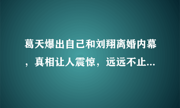 葛天爆出自己和刘翔离婚内幕，真相让人震惊，远远不止看到的这么简单吗？