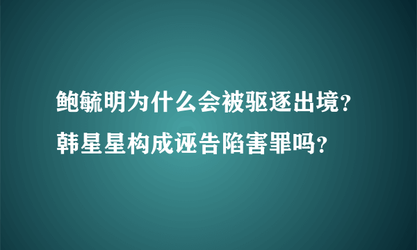 鲍毓明为什么会被驱逐出境？韩星星构成诬告陷害罪吗？