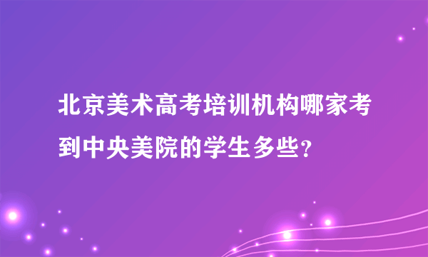 北京美术高考培训机构哪家考到中央美院的学生多些？