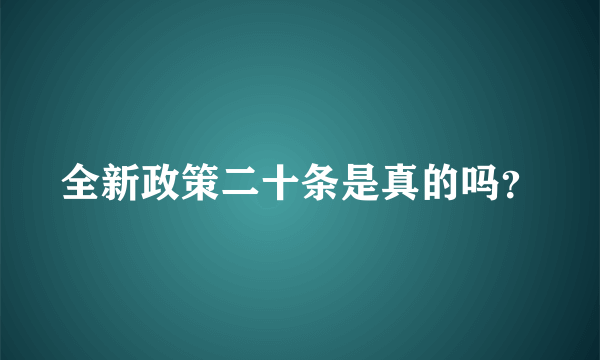 全新政策二十条是真的吗？