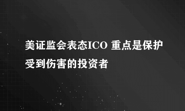 美证监会表态ICO 重点是保护受到伤害的投资者