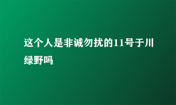 这个人是非诚勿扰的11号于川绿野吗