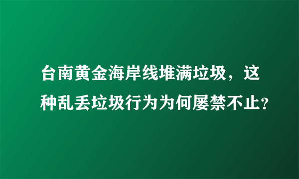 台南黄金海岸线堆满垃圾，这种乱丢垃圾行为为何屡禁不止？