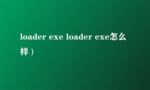 loader exe loader exe怎么样）