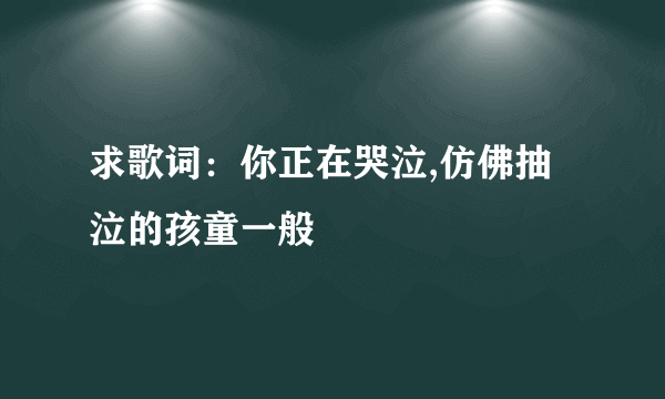 求歌词：你正在哭泣,仿佛抽泣的孩童一般