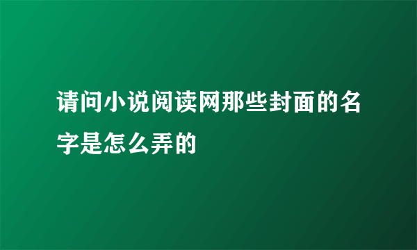 请问小说阅读网那些封面的名字是怎么弄的