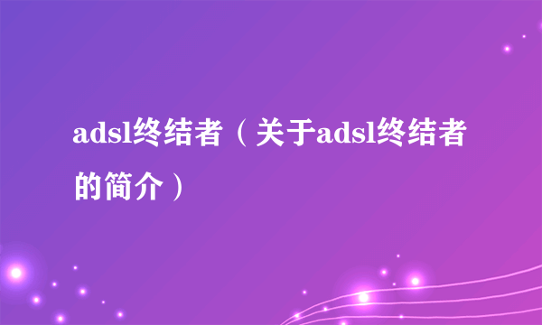 adsl终结者（关于adsl终结者的简介）