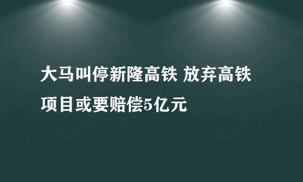 大马叫停新隆高铁 放弃高铁项目或要赔偿5亿元