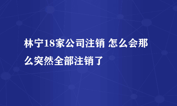 林宁18家公司注销 怎么会那么突然全部注销了