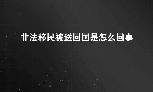 非法移民被送回国是怎么回事