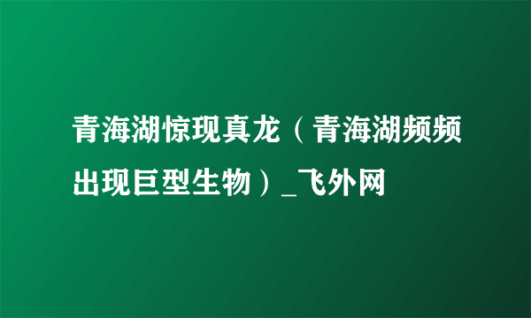 青海湖惊现真龙（青海湖频频出现巨型生物）_飞外网