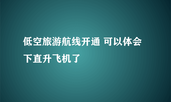 低空旅游航线开通 可以体会下直升飞机了