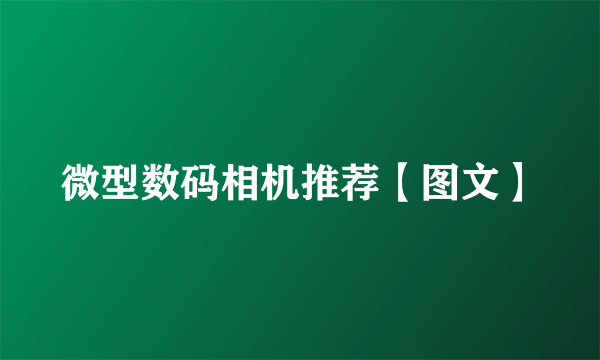 微型数码相机推荐【图文】