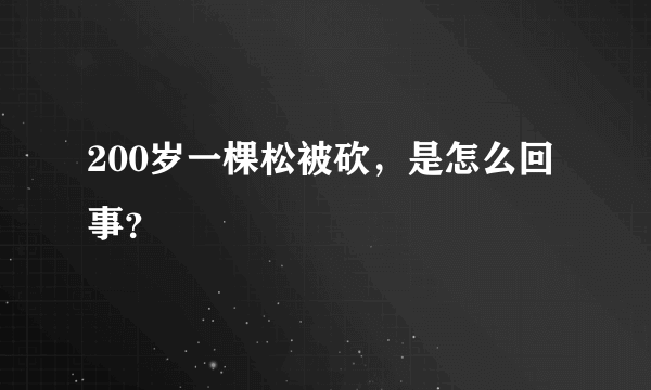 200岁一棵松被砍，是怎么回事？