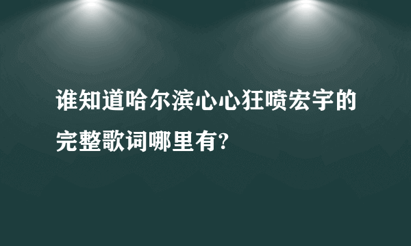 谁知道哈尔滨心心狂喷宏宇的完整歌词哪里有?